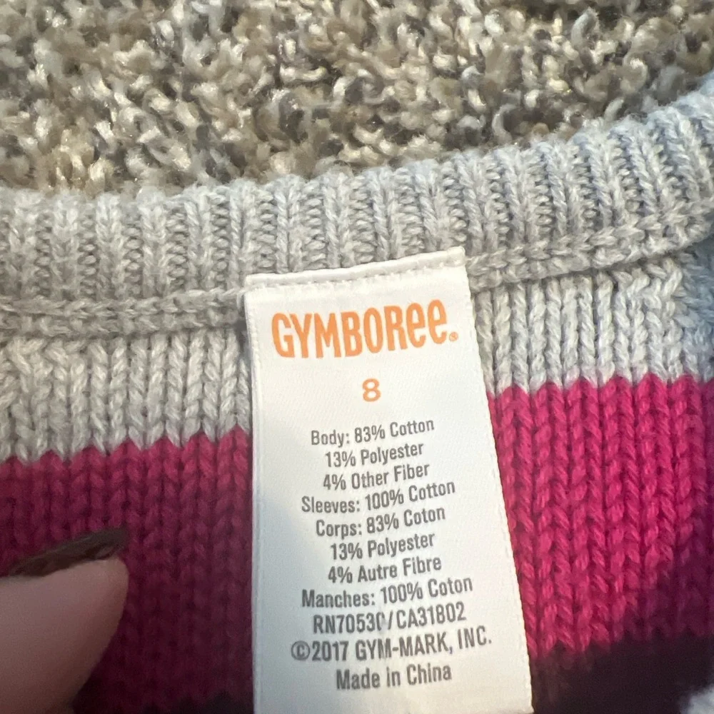 Gymboree Girls Sweater Dress Size 8 Striped Fuzzy Knit Pink Blue Cap Sleeve